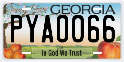 GA license plate PYA0066