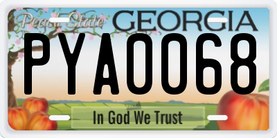 GA license plate PYA0068