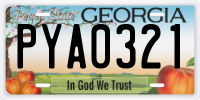 GA license plate PYA0321
