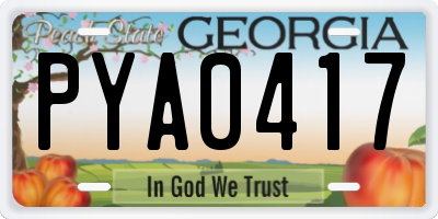 GA license plate PYA0417