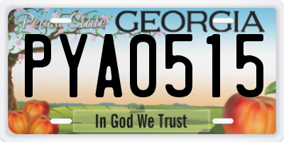 GA license plate PYA0515