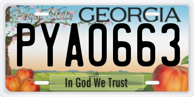 GA license plate PYA0663