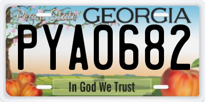 GA license plate PYA0682