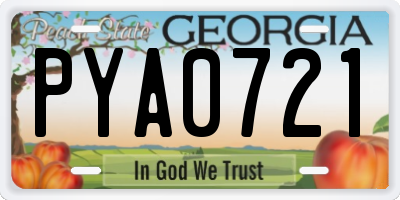GA license plate PYA0721