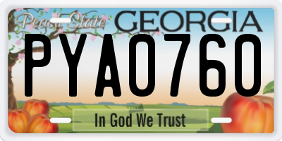 GA license plate PYA0760