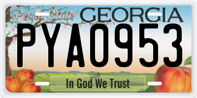 GA license plate PYA0953