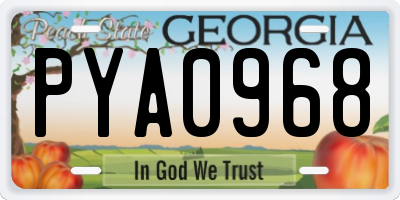 GA license plate PYA0968