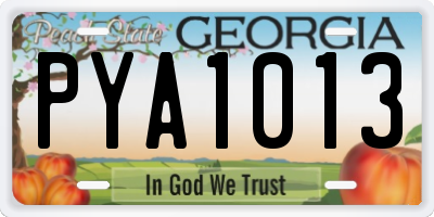 GA license plate PYA1013