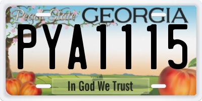GA license plate PYA1115