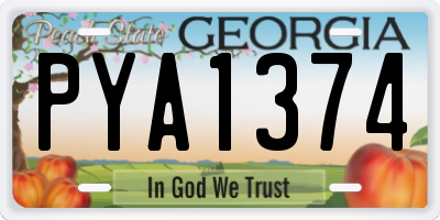 GA license plate PYA1374