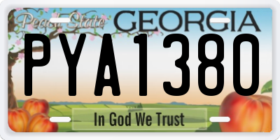 GA license plate PYA1380