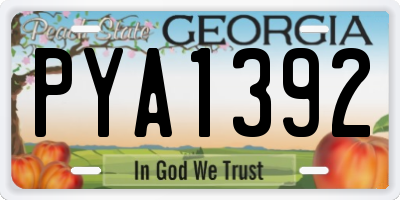GA license plate PYA1392