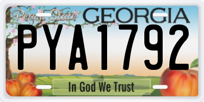 GA license plate PYA1792