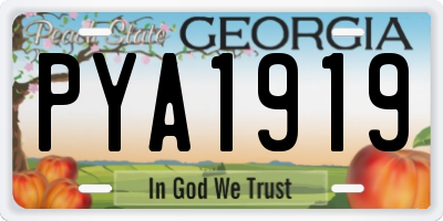 GA license plate PYA1919