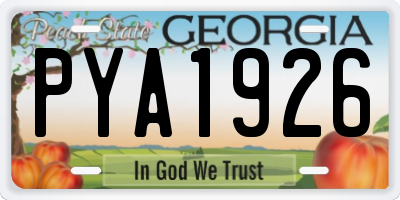 GA license plate PYA1926