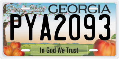 GA license plate PYA2093