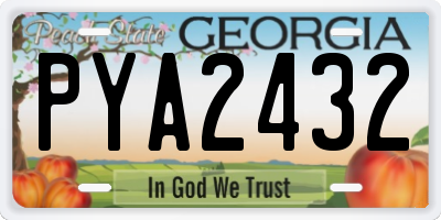 GA license plate PYA2432