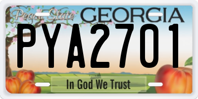 GA license plate PYA2701