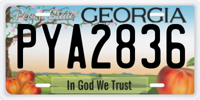 GA license plate PYA2836