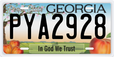 GA license plate PYA2928