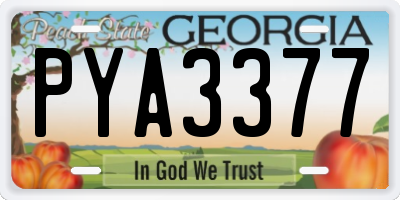 GA license plate PYA3377