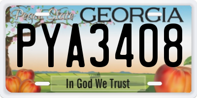 GA license plate PYA3408