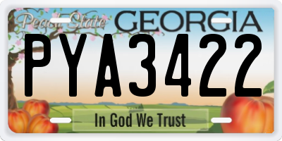 GA license plate PYA3422