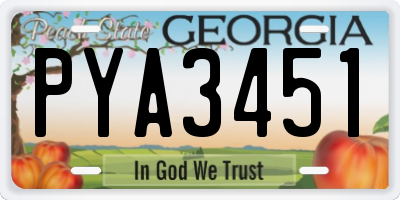 GA license plate PYA3451