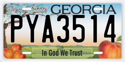 GA license plate PYA3514
