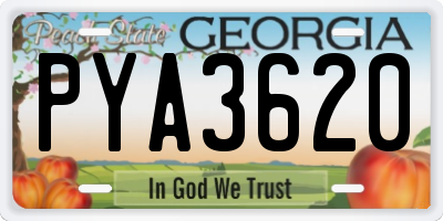 GA license plate PYA3620