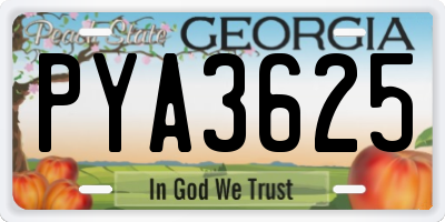 GA license plate PYA3625