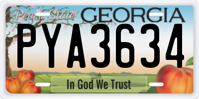 GA license plate PYA3634