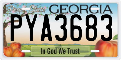GA license plate PYA3683