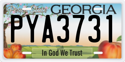 GA license plate PYA3731