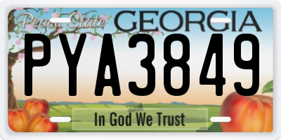 GA license plate PYA3849