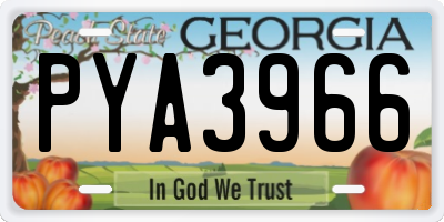GA license plate PYA3966