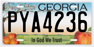 GA license plate PYA4236