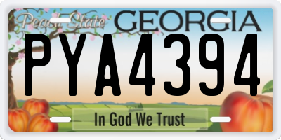 GA license plate PYA4394