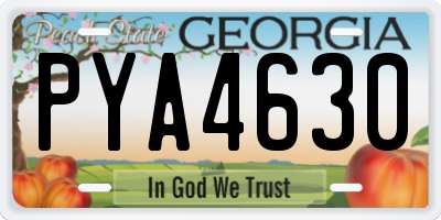 GA license plate PYA4630