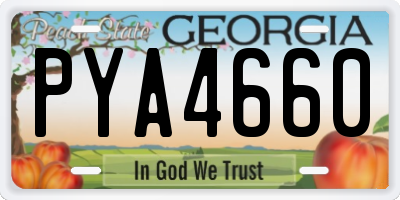 GA license plate PYA4660