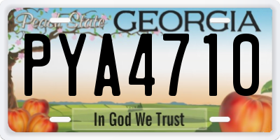 GA license plate PYA4710