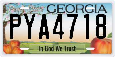 GA license plate PYA4718