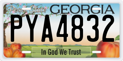GA license plate PYA4832