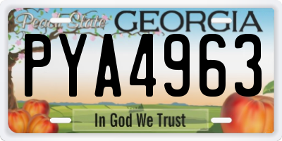 GA license plate PYA4963