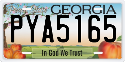 GA license plate PYA5165