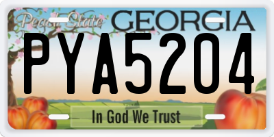 GA license plate PYA5204