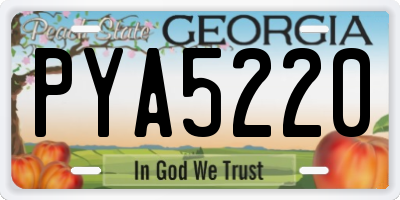 GA license plate PYA5220