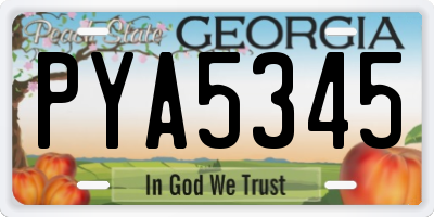 GA license plate PYA5345