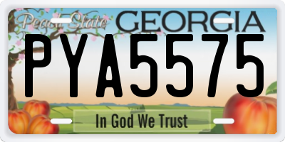GA license plate PYA5575