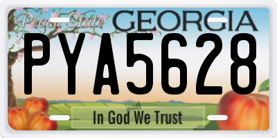 GA license plate PYA5628